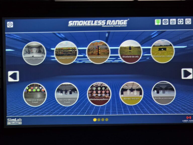 Ekran z menu scenariuszy systemu Smokeless Range VST Pro